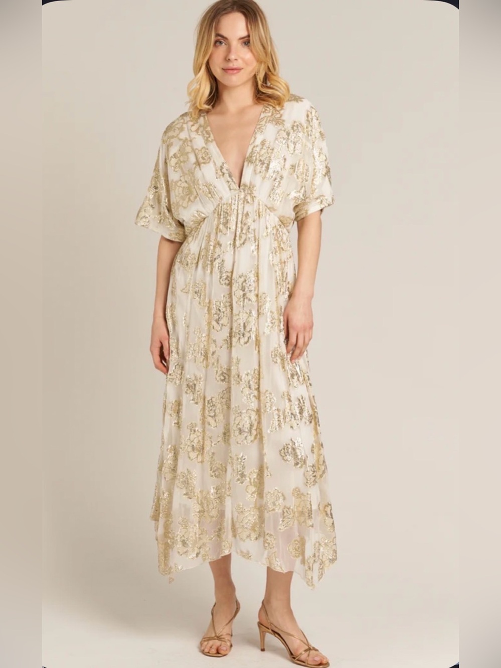 NWT En Crème V-Neck Kimono Sleeve Maxi Dress Size Large